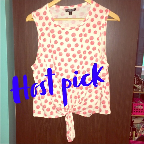 💋HP💋 Topshop white tank top with red dots - Picture 2 of 3